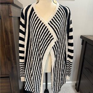 White House Black Market Black and White Striped Cardigan